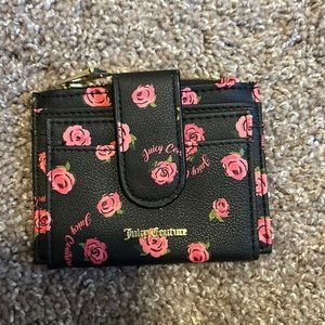 Black and pink roses juicy couture card holder wallet